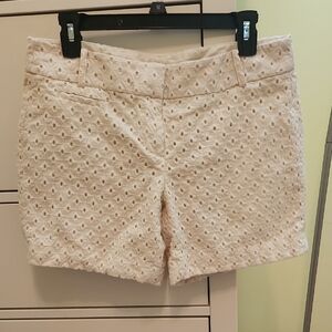 LOFT Cream Lace Bermudas Elegant Tailored Shorts